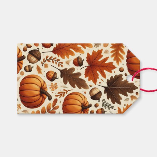 klassische Blätter/Kürbisse/Akkorde Herbst Geschenkanhänger (Vorderseite (Horizontal))