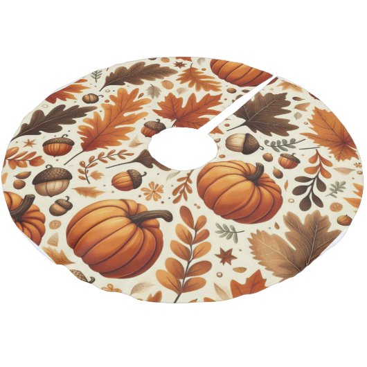 klassische Blätter/Kürbisse/Akkorde Herbst Polyester Weihnachtsbaumdecke (Schrägansicht)