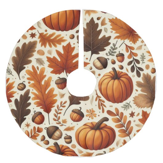 klassische Blätter/Kürbisse/Akkorde Herbst Polyester Weihnachtsbaumdecke (Vorderseite)