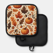 klassische Blätter/Kürbisse/Akkorde Herbst Topflappen (Vorderseite/Rückseite)