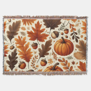 klassische Blätter/Kürbisse/Eicheln Herbst Decke