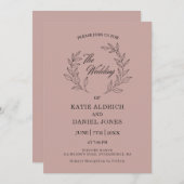 Klassische Blätter Lilac Lila QR Code Hochzeit Einladung (Vorne/Hinten)