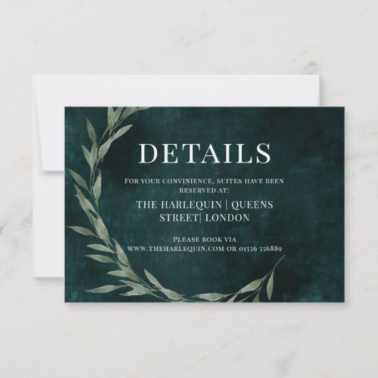 Klassische Blätter Träumdrama EMERALD RSVP Card (Vorderseite)
