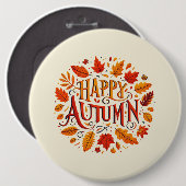 klassische Blätter und glücklicher Herbst Button (Vorne & Hinten)