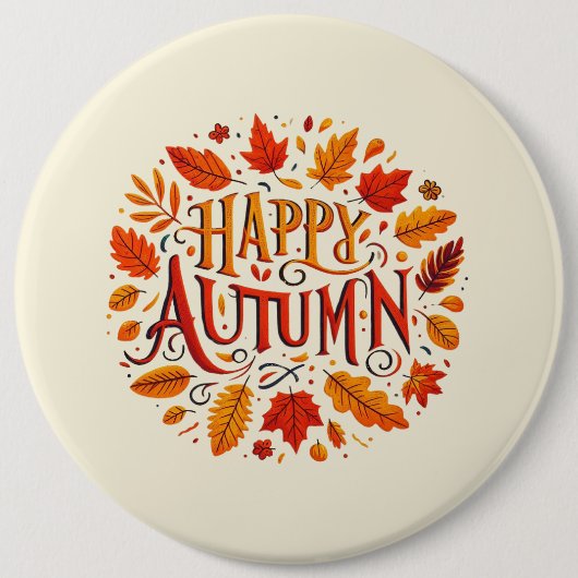 klassische Blätter und glücklicher Herbst Button (Vorderseite)