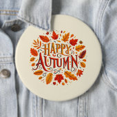 klassische Blätter und glücklicher Herbst Button (Beispiel)