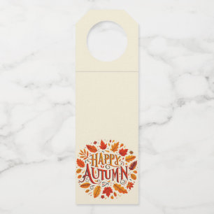 klassische Blätter und glücklicher Herbst Flaschenanhänger