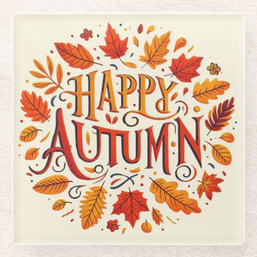 klassische Blätter und glücklicher Herbst Glasuntersetzer (Vorderseite)