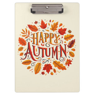 klassische Blätter und glücklicher Herbst Klemmbrett