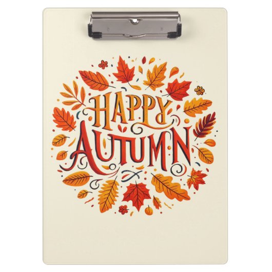 klassische Blätter und glücklicher Herbst Klemmbrett (Vorderseite)