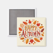 klassische Blätter und glücklicher Herbst Magnet (Vorderseite/Rückseite)