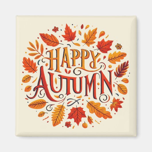 klassische Blätter und glücklicher Herbst Magnet (Vorne)