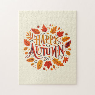 klassische Blätter und glücklicher Herbst Puzzle