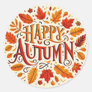 klassische Blätter und glücklicher Herbst Runder Aufkleber