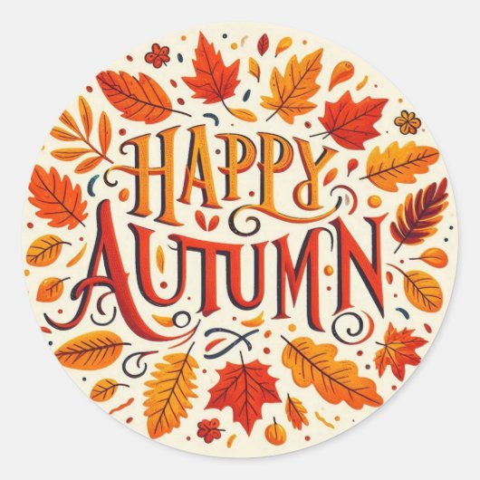 klassische Blätter und glücklicher Herbst Runder Aufkleber (Vorderseite)