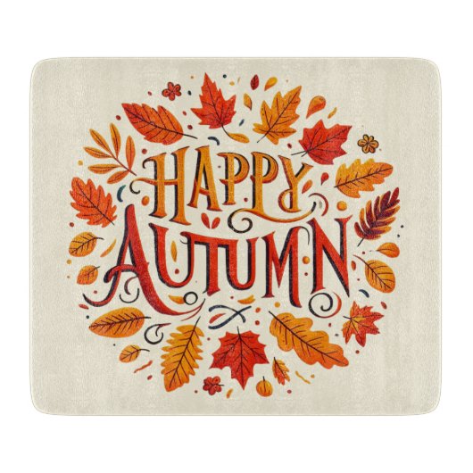 klassische Blätter und glücklicher Herbst Schneidebrett (Vorderseite)