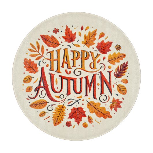 klassische Blätter und glücklicher Herbst Schneidebrett (Vorderseite)