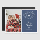 Klassische Blau-Weiß-Wappen-Foto-Magnetkarte Magnetkarte (Vorne/Hinten)