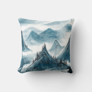 Klassische blau-weiße Chinoiserie-Landschaftsmaler Kissen