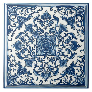Klassische blau-weiße Fliese, floral, chinesische Fliese