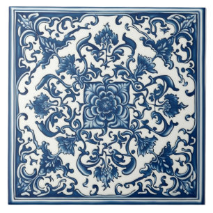 Klassische blau-weiße Fliese, floral, chinesische  Fliese