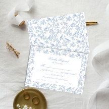 Klassische blaue Blumen-Garten-Toile-Antwortkarte