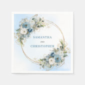 Klassische blaue Blumen Hochzeitsservietten mit go Serviette (Vorderseite)