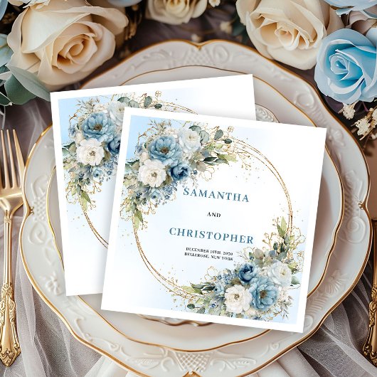Klassische blaue Blumen Hochzeitsservietten mit go Serviette