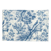 Klassische Blaue Botanische Eleganz Kissenbezug (Rückseite-Links)