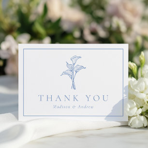 Klassische Blaue Calla-Lilien-Hochzeit Dankeskarte