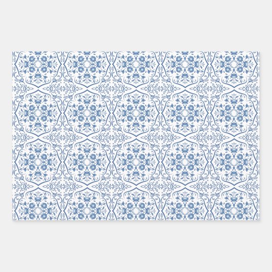 Klassische Blaue chinesische Keramik-Muster Geschenkpapier Set (Vorderseite)