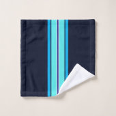 Klassische Blaue Cursive Mit Monogramm Line Art Badhandtuch Set (Waschlappen)