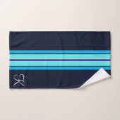 Klassische Blaue Cursive Mit Monogramm Line Art Badhandtuch Set (Handtuch)