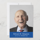 Klassische Blaue Feier des Lebens mit Foto Einladung (Vorderseite)