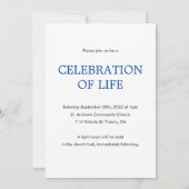 Klassische Blaue Feier des Lebens mit Foto Einladung (Rückseite)