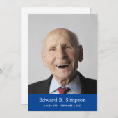 Klassische Blaue Feier des Lebens mit Foto Einladung (Vorne/Hinten)