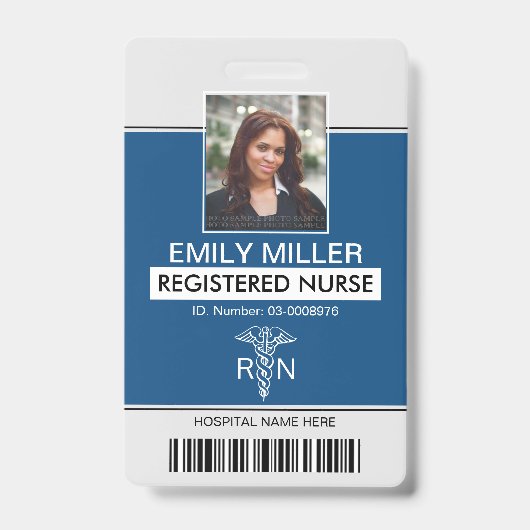 Klassische blaue Fotovorlage für RN-Mitarbeiter Ausweis (Vorderseite)
