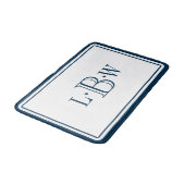 Klassische blaue Grenze mit Monogramm Badematte (Schrägansicht)