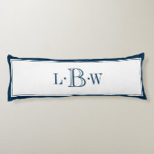 Klassische blaue Grenze mit Monogramm Seitenschläferkissen (Rückseite)