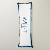 Klassische blaue Grenze mit Monogramm Seitenschläferkissen (Vorderseite Vertikal)