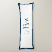 Klassische blaue Grenze mit Monogramm Seitenschläferkissen (Rückseite (Vertikal))