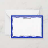 Klassische blaue Grenze und Punkte Mit Monogramm Mitteilungskarte (Vorderseite)