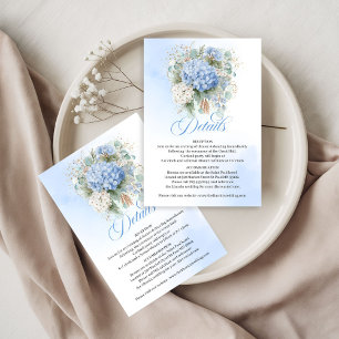 Klassische blaue Hortensien-Eukalyptus-Details Kar RSVP Karte