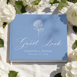 Klassische Blaue Hortensien-Hochzeit Gästebuch