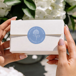 Klassische Blaue Hortensien Hochzeit Personalisier Runder Aufkleber