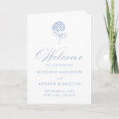 Klassische Blaue Hortensien-Hochzeit Programm (Vorderseite)