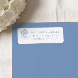 Klassische blaue Hortensien-Hochzeit-Rücksendeadre