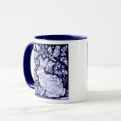 Klassische Blaue Kaninchenvögel Dedham Delft Tasse (Vorderseite Links)