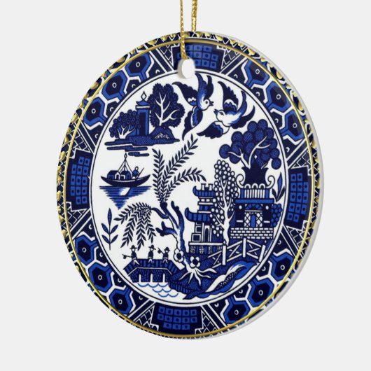 Klassische blaue keramik ornament (Links)