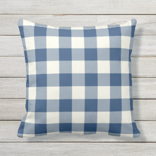 Klassische blaue Kissen im Freien- Gingham-Muster Für Draußen